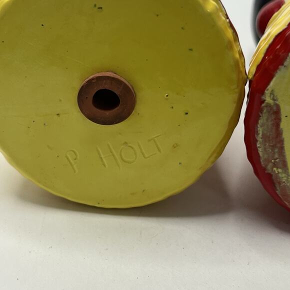 Vintage 1970s P Holt Ceramic Burlap Rag Doll Salt and Pepper Shakers MCM Unique - Picture 10 of 12